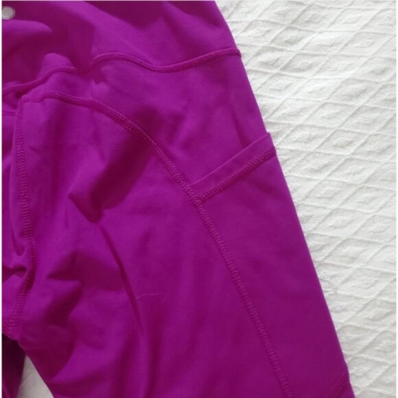 YOGALICIOUS [LUX] "Lenox" High Rise No Show Fushia Leggings with Pockets- S - Picture 7 of 12